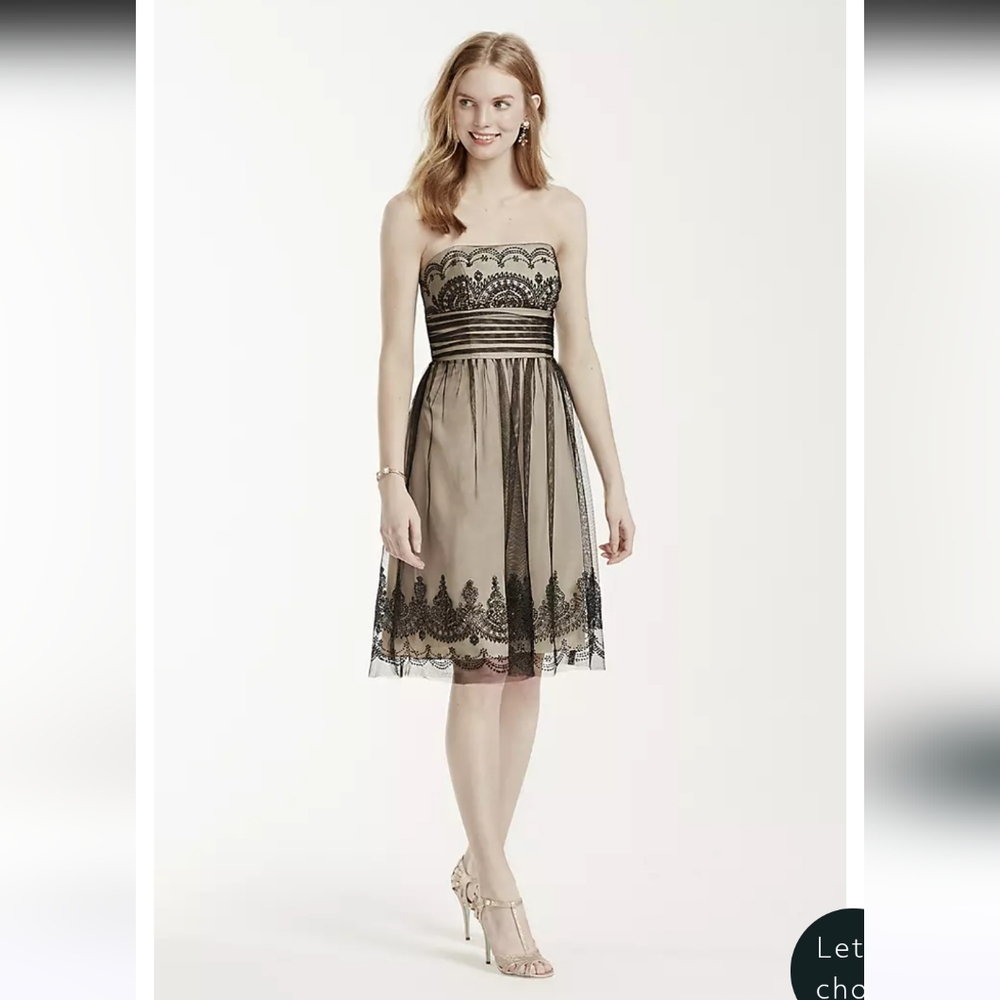 David's Bridal Strapless Tulle Dress with Caviar Beading Size 4
